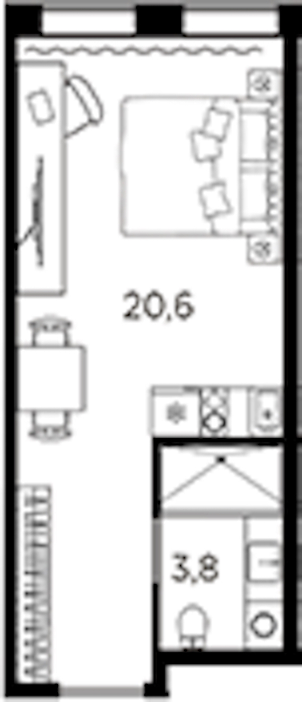 Квартира студия 24.4 м², 12/13 эт., ЖК «AVENIR Industrial»